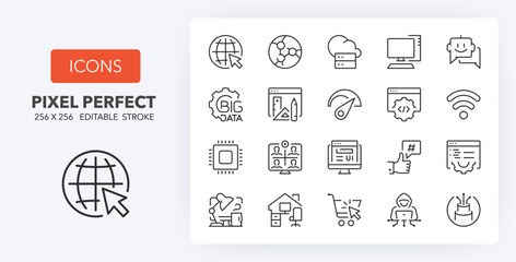 Internet line icons 256 x 256