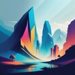 abstract landscape with mountains and hills. abstract landscape with mountains and hills. abstract landscape with mountain river