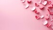 Paper cut hearts flying on pink background. Concept of design for Valentinea??s Day, Mothera??s Day and Womena??s Day.