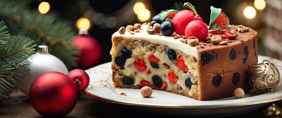 Wall Mural - New Year Cake, Christmas Cake, ornaments,