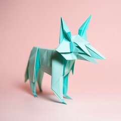 Canvas Print - origami paper dog, 3d rendering. origami paper dog, 3d rendering. origami origami dog. 3d illustration.