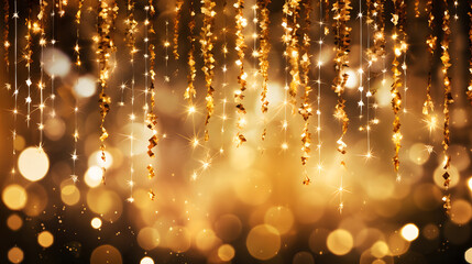 Wall Mural - abstract gold bokeh background. christmas and new year concept. golden christmas lights and sparkles