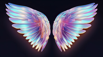 Wall Mural - Holographic of wing.  Holographic textured. Iridescent rainbow foil.