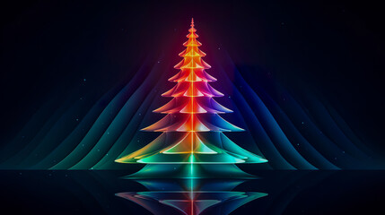 Canvas Print - Holographic of Chirstmas tree.  Holographic textured. Iridescent rainbow foil.