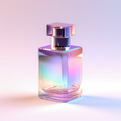 Wall Mural - Holographic of perfume bottle.  Holographic textured. Iridescent rainbow foil.