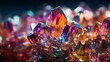 crystals in a group with multiple colored colors on them,