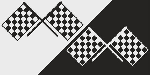 Fototapete - Vector illustration of two sport racing flags. Two crossed racing flags. Formula 1 championship, isolated flags. For a black or white background, two options.