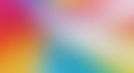 Wall Mural - rainbow red yellow blue white pink , grainy noise grungy empty space or spray texture , a rough abstract retro vibe background template color gradient shine bright light and glow