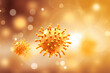A symbolic photograph featuring a globe surrounded by virus particles, representing the global impact of viral infections. The image conveys the interconnectedness of the world and the collective resp
