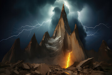Wall Mural - a breathtaking view of epic mountains rising majestically against the horizon, evoking a sense of aw
