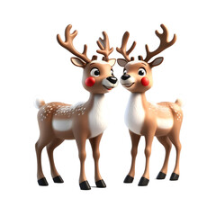  3D Cute Reindeer isolated on transparent