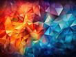 Discover an abstract rainbow background made up of colored triangles.