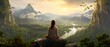 Stille auf dem Gipfel: Frau meditiert in der Abendsonne