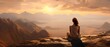 Meditation am Berggipfel: Junge Frau findet Ruhe im Abendlicht