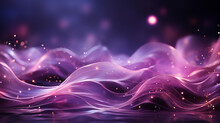 Purple Flow And Purple Glitter Smoke Particles Background, Shimmer Glow Or Dust Light Spray. Use As Background, Wallpaper, Backdrop. Futuristic Concept.