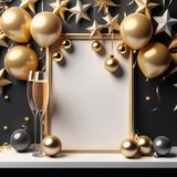 Fototapeta Na sufit - christmas background with gold and silver champagne. christmas background with gold and silver champagne. christmas and new year concept