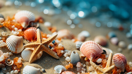 Wall Mural - seashells on the beach