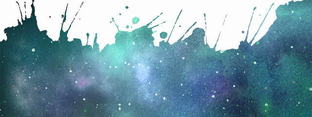 Wall Mural - vector cosmic illustration for border. beautiful colorful space background. watercolor cosmos