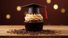 Chocolate Cupcake With Graduation Cap On It