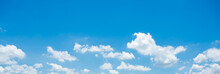 Blue Sky Background With Tiny Clouds.Beauty Clear Cloudy On Summer Blue Sky Background.Panorama And Cloudscape Concept.