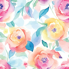 Wall Mural - Watercolor flower seamless pattern design, background 