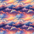 seamless clouds sky watercolor pattern
