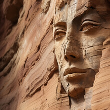 Sculpture Of The Face Carved Into A Big Rock 
