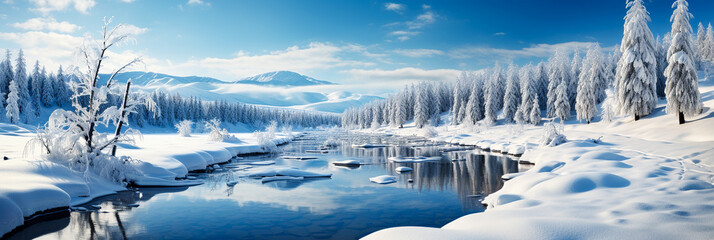  Winter snow landscapes. AI generativ.