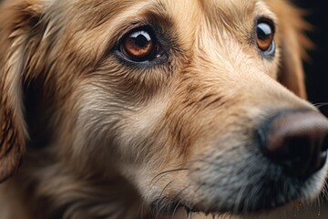 Wall Mural - A close-up view of a dog's face showcasing its beautiful brown eyes. Perfect for animal lovers and pet-related projects