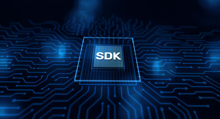 SDK Software development kit programming language technology concept on virtual screen.