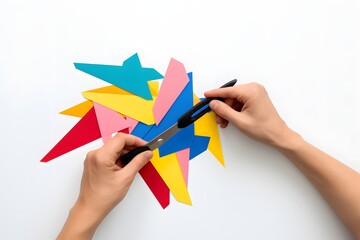 a person cutting paper with a pair of scissors Generative AI
