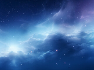 Wall Mural - cosmic nebulae blue gleaming in the galaxy. ai generation.