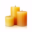 Isolated wax candles of exquisite beauty on white backdrop.