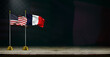martinique and USA flag wave on dark background. digital illustration for national activity or social media content.