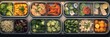 Assorted fresh vegetables vegan proteins neatly compartmentalized in a bento-style tray, meal prep