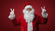 © Fxquadro - Santa Claus with peace signs, spreading joy and love on Christmas