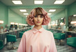 © kdcreativeaivisions - woman in pastel clothes in retro style haircut room