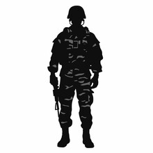 Soldier Black Icon On White Background. Soldier Silhouette