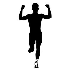 Wall Mural - Man runner black icon on white background. Male runner silhouette