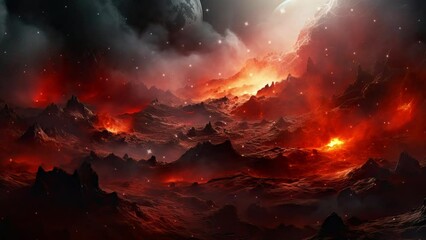 Wall Mural - galaxy and nebula. flying over the firing planet. abstract space background. endless universe with s