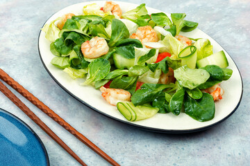 Wall Mural - Fresh seafood shrimp salad.