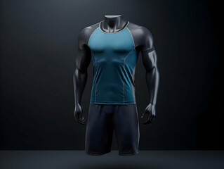 Wall Mural - Body builder man fitness suit mockup, 3D man fitness suit mockup presentation, male gym and sport suit mockup, ai generated photo