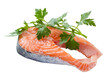 Salmon fillet with parsley close-up
