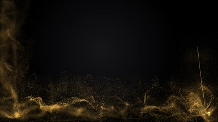 Wall Mural - Loop golden particles frame. Glittering rectangle on dark background