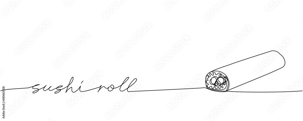 Sushi Rice Stacks Lettering Sushi roll, Ehomaki, Setsubun one line art. Continuous line drawing of ...