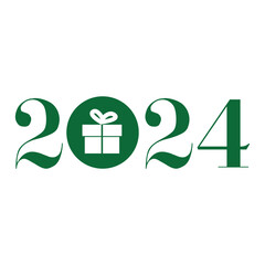 Happy New Year 2024 green design gift icon. Premium vector design for poster, banner, greeting and new year 2024 celebration. Design to celebrate new year 2024. EPS File.