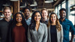 © Formoney - Portrait of smiling diverse business people standing in office and looking at camera.