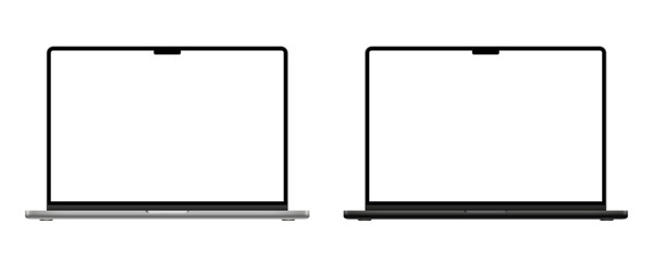 Poster - New Apple MacBook Pro Silver and Space Gray. Laptop Apple Macbook Pro 2023, devices template mockups isolated