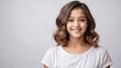 © adynue - Girl smile isolated in white background, backdrop with copy space