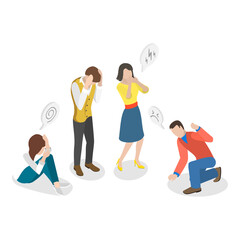 Wall Mural - 3D Isometric Flat Vector Illustration of Shocked, Frightened, Scared Character, Emotional Gesturing People. Item 1